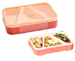 MACRON Lunch Box for Kids Tiffin Box,Tiffin Box for Kids for Girls, Boys School, Bento Lunch Box with compartments  Fork (3 Grid Plastic Lunch Box)-thumb2