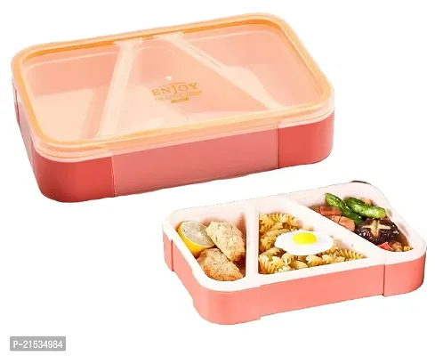 MACRON Lunch Box for Kids Tiffin Box,Tiffin Box for Kids for Girls, Boys School, Bento Lunch Box with compartments  Fork (3 Grid Plastic Lunch Box)-thumb3