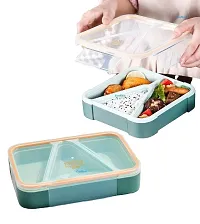 MACRON Lunch Box for Kids Tiffin Box,Tiffin Box for Kids for Girls, Boys School, Bento Lunch Box with compartments  Fork (3 Grid Plastic Lunch Box)-thumb1