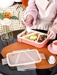 MACRON Lunch Box for Kids Tiffin Box,Tiffin Box for Kids for Girls, Boys School, Bento Lunch Box with compartments  Fork (3 Grid Plastic Lunch Box)-thumb4