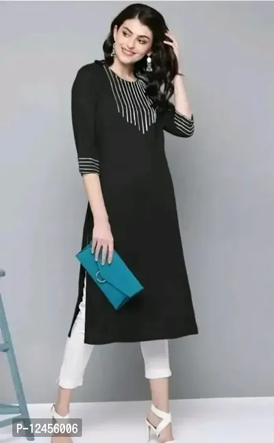 Attractive Black Rayon Kurta For Women-thumb0