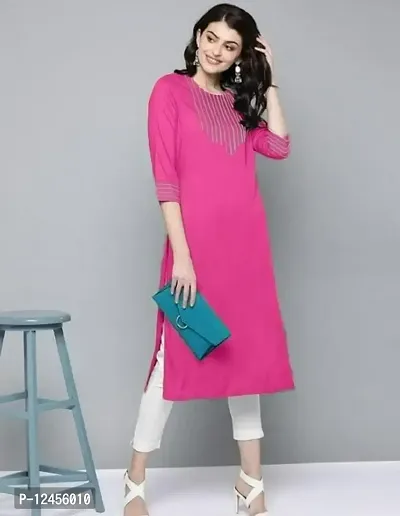 Attractive Pink Rayon Kurta For Women-thumb0