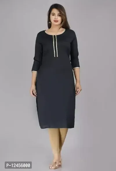 Attractive Black Rayon Kurta For Women