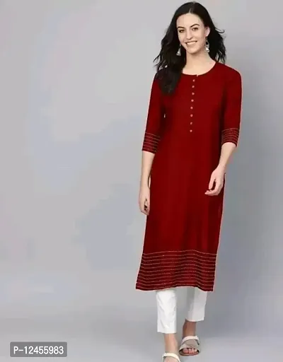 Attractive Maroon Rayon Kurta For Women-thumb0