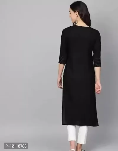 Reliable Black Self Design Rayon Kurta For Women-thumb2