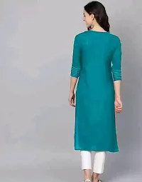 Reliable Sky Blue Self Design Rayon Kurta For Women-thumb1