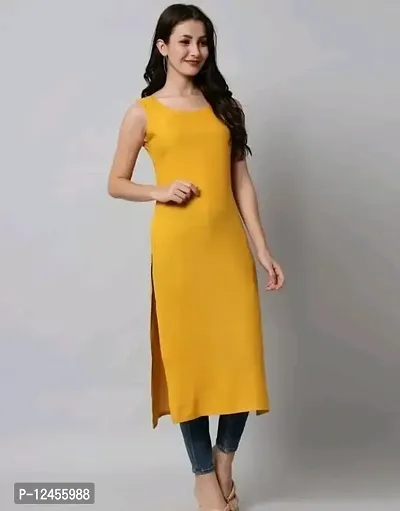 Attractive Yellow Rayon Kurta For Women