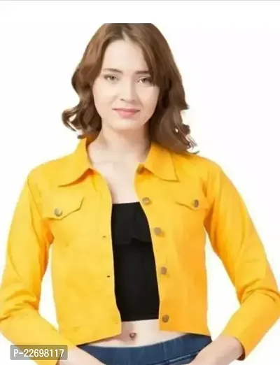 Stylish Denim Solid Jackets For Women-thumb0