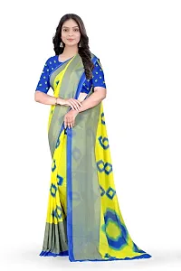 Stylish Georgette Yellow Printed Saree With Blouse Piece For Women-thumb2