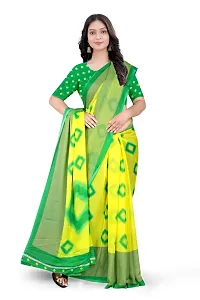 Stylish Georgette Yellow Printed Saree With Blouse Piece For Women-thumb1