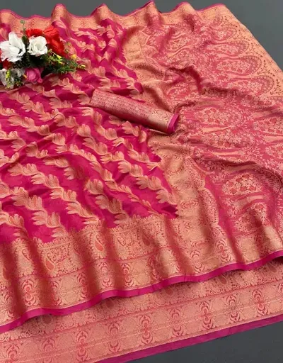 Organza Woven Design Sarees With Blouse Piece