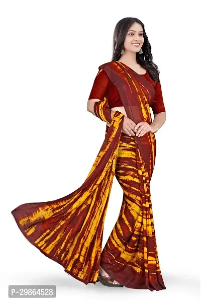 Stylish Georgette Maroon Printed Saree With Blouse Piece For Women-thumb2