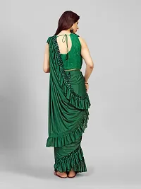Beautiful Green Lycra Embellished Women Saree with Blouse piece-thumb2