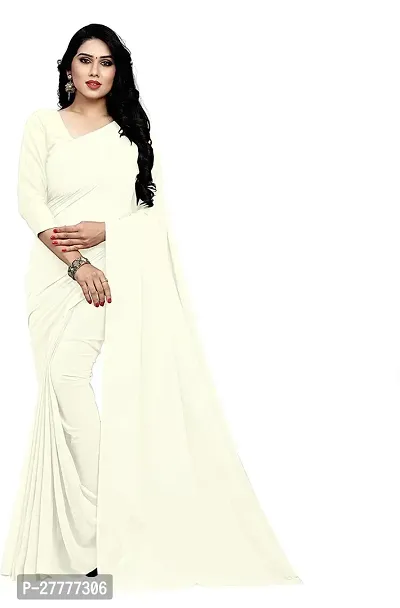 Fancy Cream Georgette Saree With Blouse Piece For Women