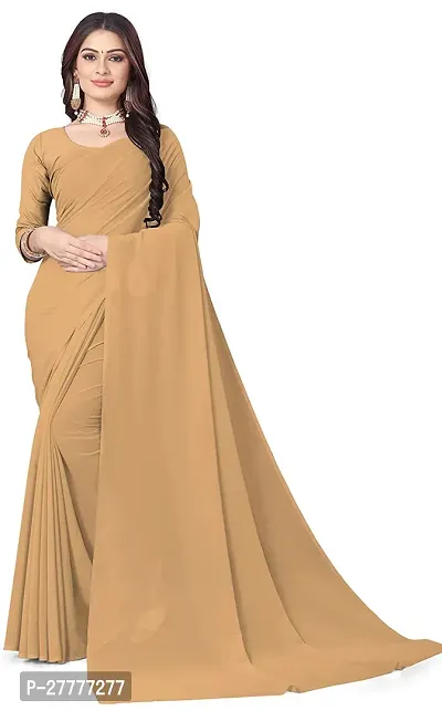 Fancy Beige Georgette Saree With Blouse Piece For Women