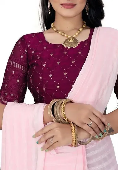 CHIFFON GEORGETTE KANEPO SAREE WITH RANGOLI BLOUSE