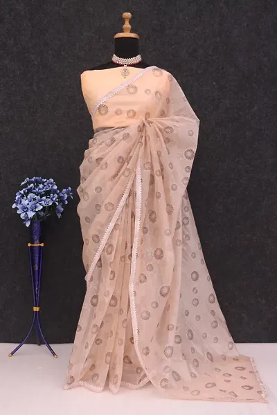 Beautiful Net Women Saree with Blouse piece