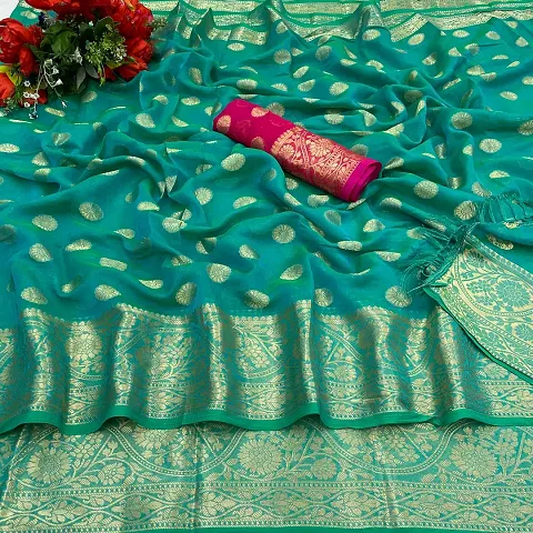 Crepe Jacquard Sarees with Blouse Piece