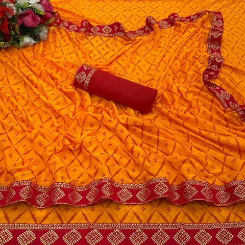 Beautiful Lycra Women Saree with Blouse piece