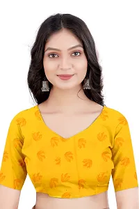 Stylish Georgette Yellow Printed Saree With Blouse Piece For Women-thumb3