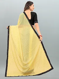 Beautiful Yellow Lycra Lace Border Women Saree with Blouse piece-thumb2