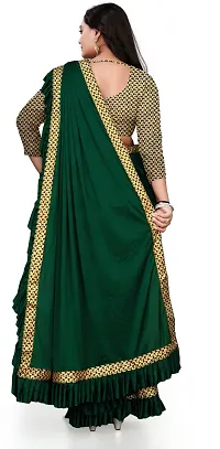 Stylish Green Lycra Saree with Blouse piece For Women-thumb2