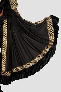 Beautiful Black Lycra Self Pattern Women Saree with Blouse piece-thumb3