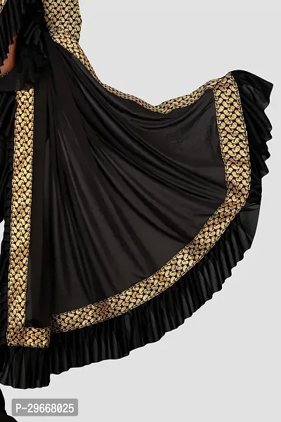 Beautiful Black Lycra Self Pattern Women Saree with Blouse piece-thumb4