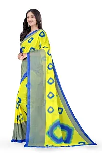 Stylish Georgette Yellow Printed Saree With Blouse Piece For Women-thumb1