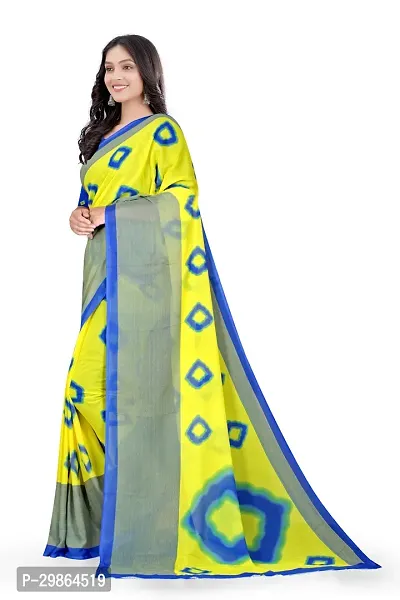 Stylish Georgette Yellow Printed Saree With Blouse Piece For Women-thumb2