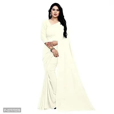 Fancy Cream Georgette Saree With Blouse Piece For Women