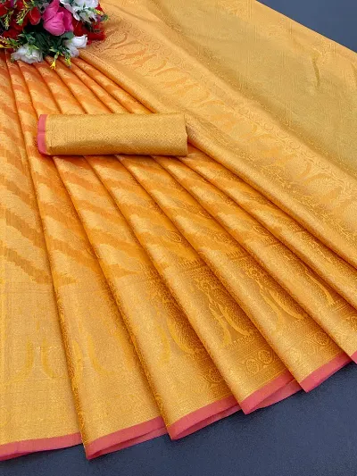 Stylish Organza Woven Design Saree With Blouse Piece For Women