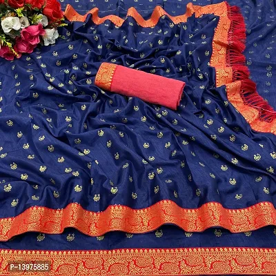 Trendy Crepe Navy Blue Zari Saree With Blouse Piece For Women