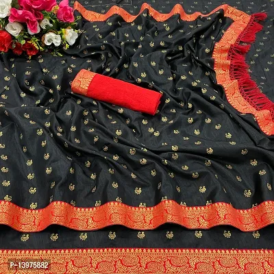 Trendy Crepe Black Zari Saree With Blouse Piece For Women-thumb0