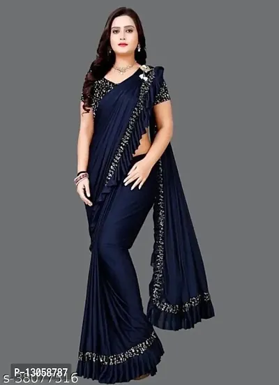 Stylish Women Lycra Saree with Blouse Piece