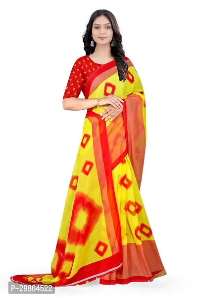 Stylish Georgette Yellow Printed Saree With Blouse Piece For Women-thumb4