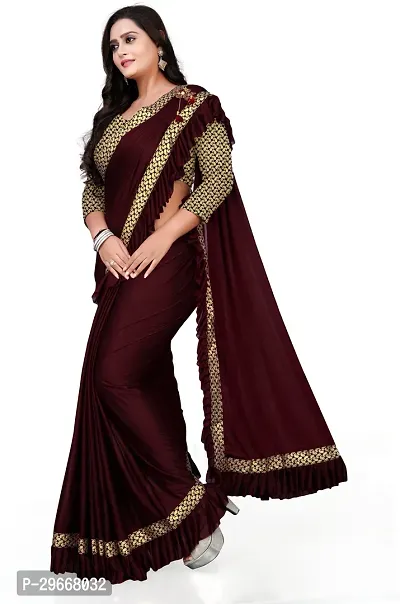 Beautiful Maroon Lycra Self Pattern Women Saree with Blouse piece-thumb2