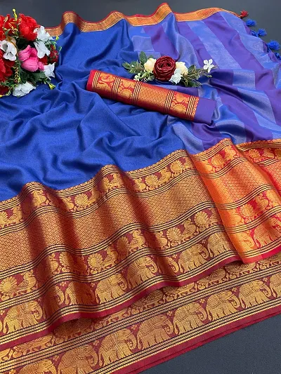 Stylish Art Silk Jacquard Saree With Blouse Piece For Women