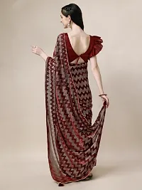 Beautiful Red Lycra Self Pattern Women Saree with Blouse piece-thumb3