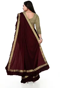 Beautiful Maroon Lycra Self Pattern Women Saree with Blouse piece-thumb3