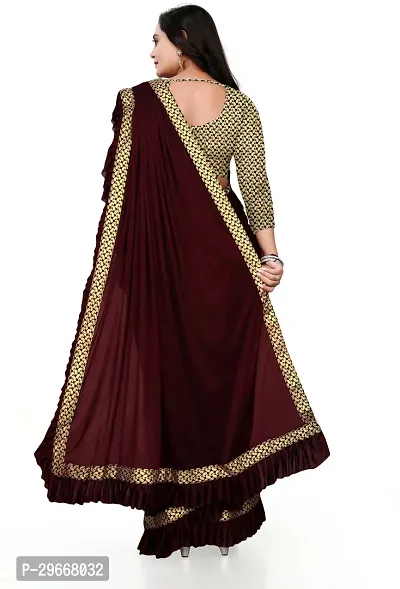 Beautiful Maroon Lycra Self Pattern Women Saree with Blouse piece-thumb4