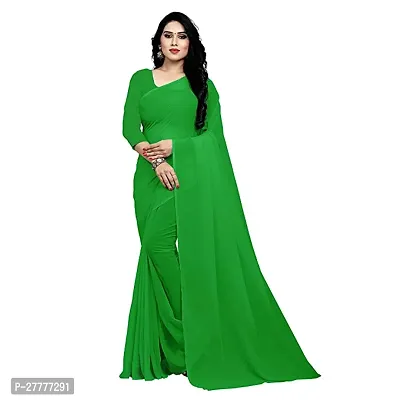 Fancy Green Georgette Saree With Blouse Piece For Women