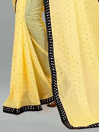 Beautiful Yellow Lycra Lace Border Women Saree with Blouse piece-thumb3