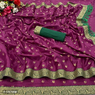 Trendy Crepe Purple Zari Saree With Blouse Piece For Women