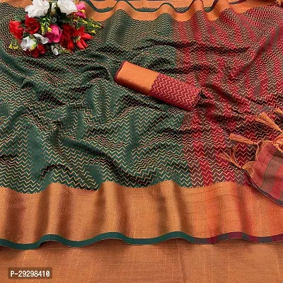 Stylish Green Art Silk Jacquard Saree With Blouse Piece For Women