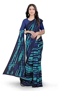 Stylish Georgette Teal Printed Saree With Blouse Piece For Women-thumb1