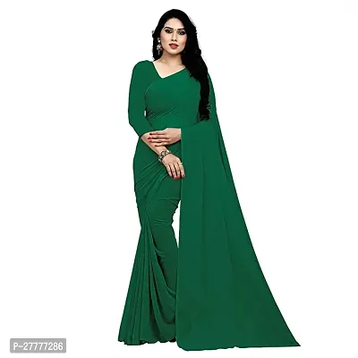 Fancy Green Georgette Saree With Blouse Piece For Women-thumb0