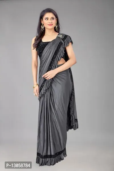 Stylish Women Lycra Saree with Blouse Piece-thumb0