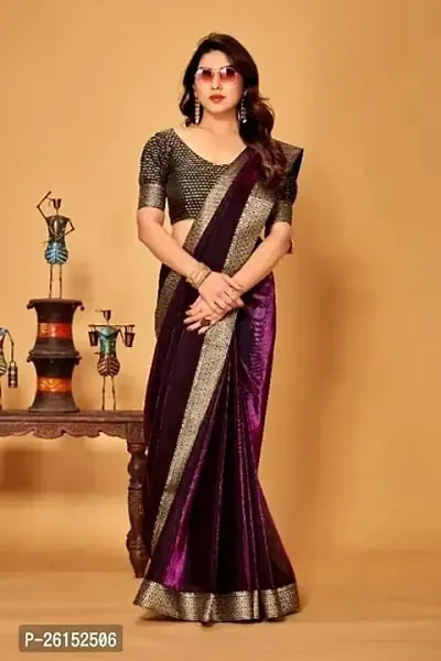 Lycra Embellished Sarees With Blouse Piece