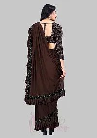 Beautiful Brown Lycra Embellished Women Saree with Blouse piece-thumb1